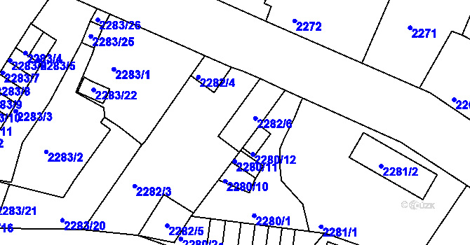 Parcela st. 2282 v KÚ Děčín, Katastrální mapa