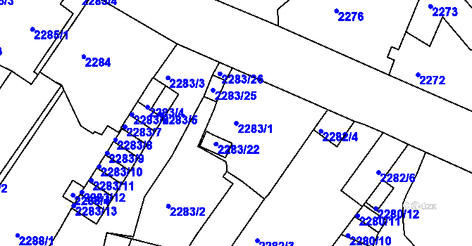 Parcela st. 2283/1 v KÚ Děčín, Katastrální mapa