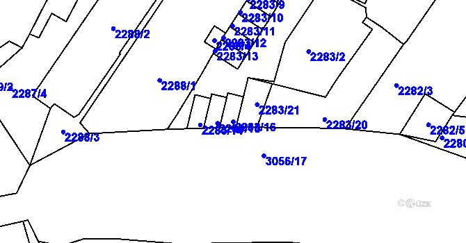 Parcela st. 2283/16 v KÚ Děčín, Katastrální mapa