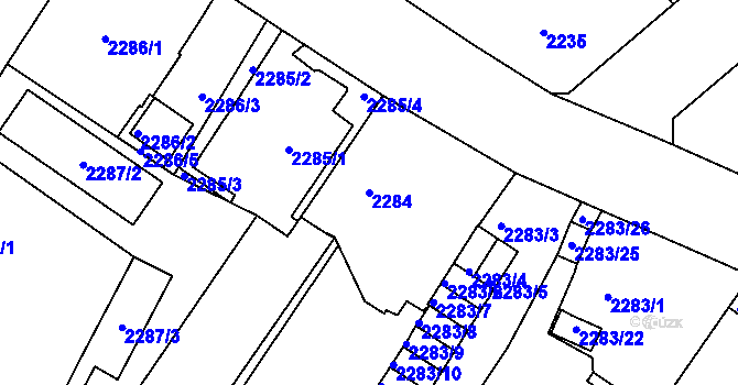 Parcela st. 2284 v KÚ Děčín, Katastrální mapa