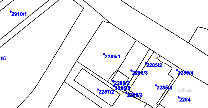 Parcela st. 2286/1 v KÚ Děčín, Katastrální mapa