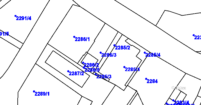 Parcela st. 2286/3 v KÚ Děčín, Katastrální mapa