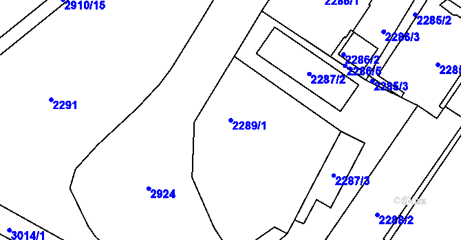 Parcela st. 2289/1 v KÚ Děčín, Katastrální mapa