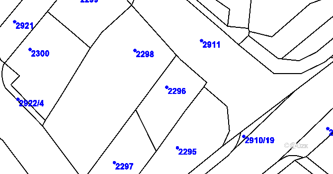 Parcela st. 2296 v KÚ Děčín, Katastrální mapa