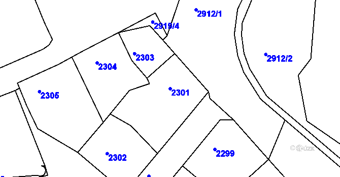 Parcela st. 2301 v KÚ Děčín, Katastrální mapa
