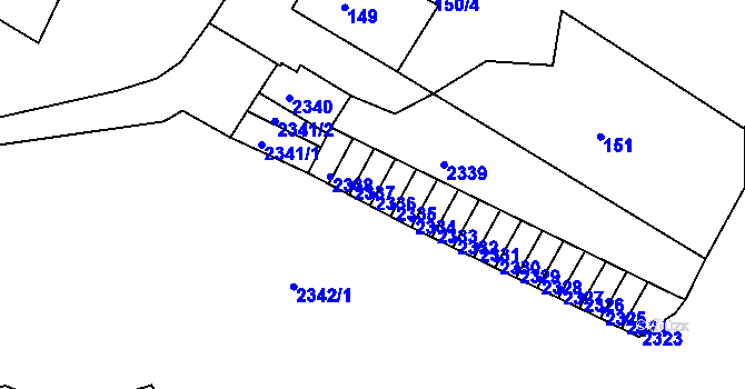 Parcela st. 2336 v KÚ Děčín, Katastrální mapa