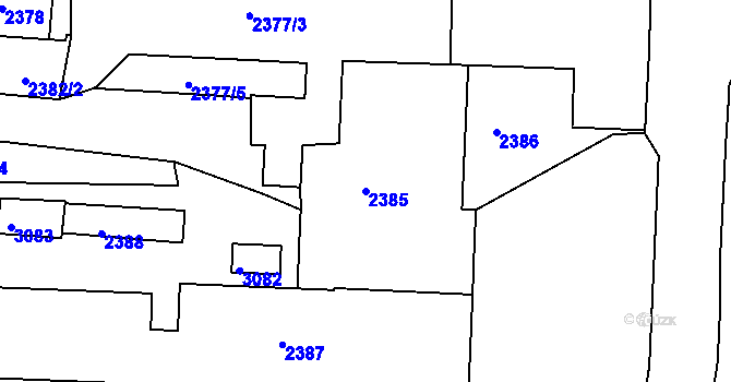 Parcela st. 2385 v KÚ Děčín, Katastrální mapa