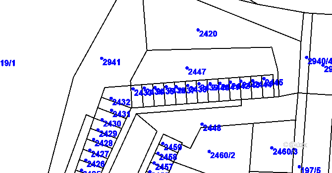 Parcela st. 2436 v KÚ Děčín, Katastrální mapa