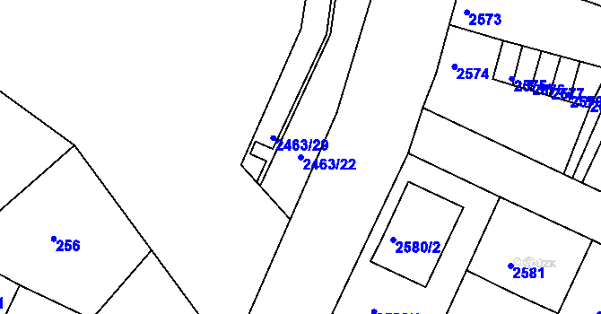 Parcela st. 2463/22 v KÚ Děčín, Katastrální mapa
