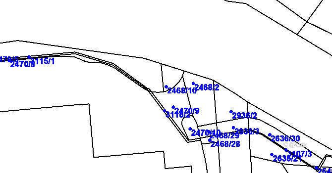 Parcela st. 2468/10 v KÚ Děčín, Katastrální mapa