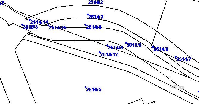 Parcela st. 2514/12 v KÚ Děčín, Katastrální mapa