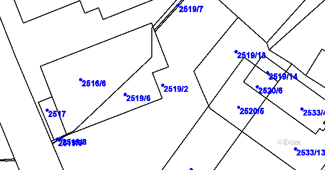 Parcela st. 2519/2 v KÚ Děčín, Katastrální mapa