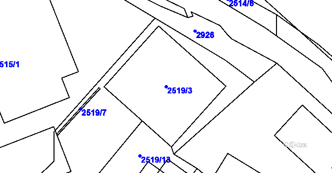 Parcela st. 2519/3 v KÚ Děčín, Katastrální mapa