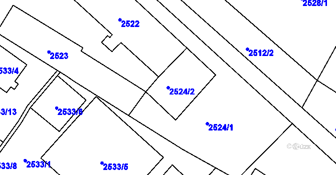 Parcela st. 2524/2 v KÚ Děčín, Katastrální mapa