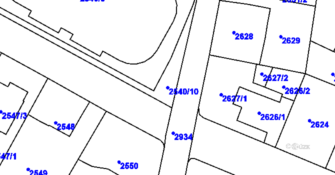 Parcela st. 2540/10 v KÚ Děčín, Katastrální mapa