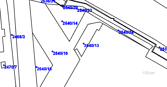 Parcela st. 2540/13 v KÚ Děčín, Katastrální mapa