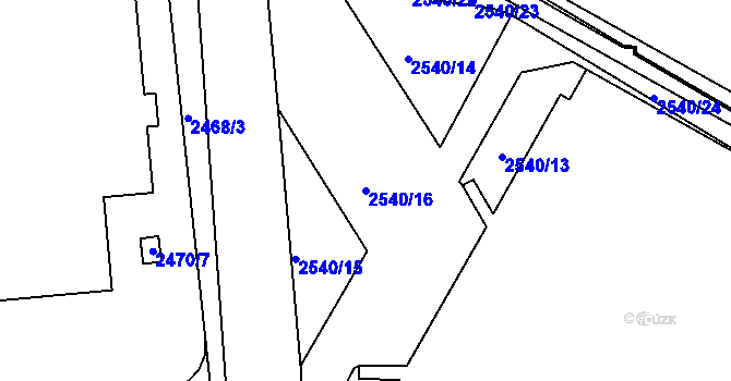 Parcela st. 2540/16 v KÚ Děčín, Katastrální mapa
