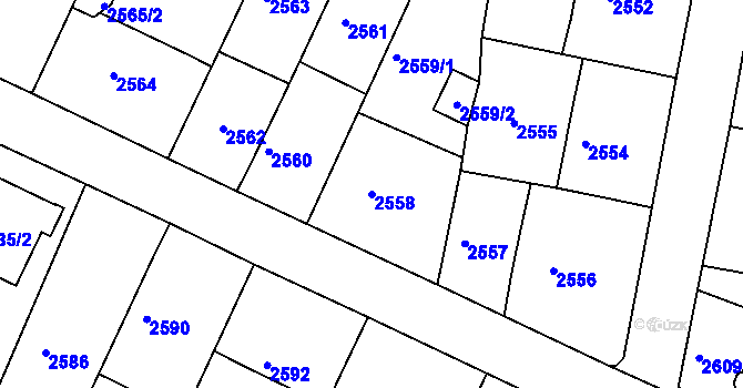 Parcela st. 2558 v KÚ Děčín, Katastrální mapa