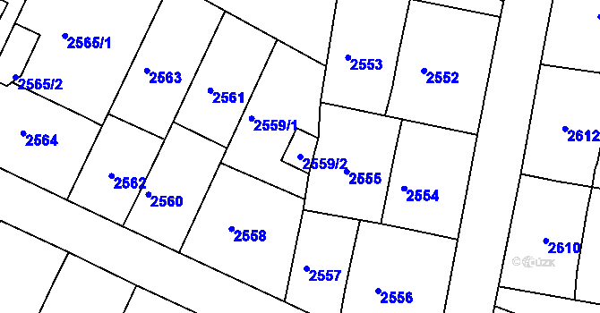 Parcela st. 2559/2 v KÚ Děčín, Katastrální mapa