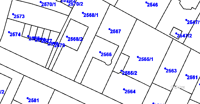 Parcela st. 2566 v KÚ Děčín, Katastrální mapa
