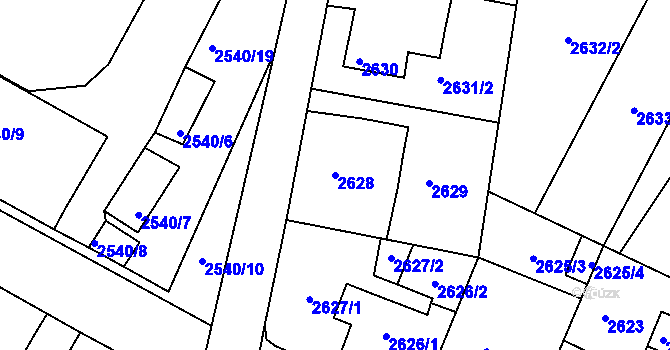 Parcela st. 2628 v KÚ Děčín, Katastrální mapa