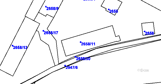 Parcela st. 2658/11 v KÚ Děčín, Katastrální mapa
