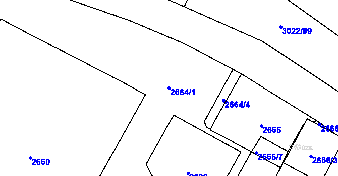Parcela st. 2664/1 v KÚ Děčín, Katastrální mapa