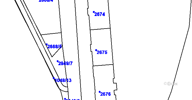 Parcela st. 2675 v KÚ Děčín, Katastrální mapa
