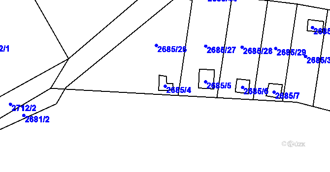 Parcela st. 2685/4 v KÚ Děčín, Katastrální mapa