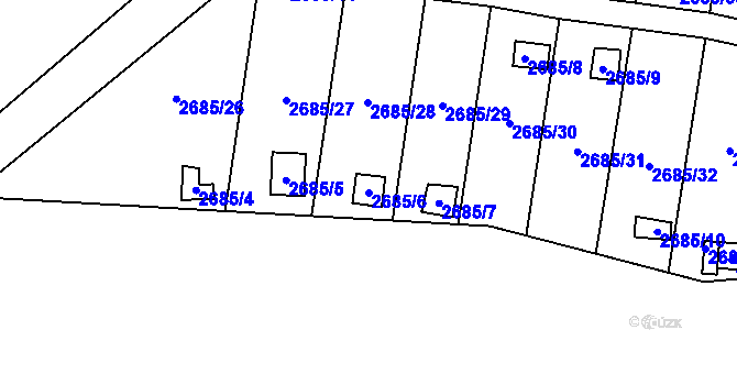 Parcela st. 2685/6 v KÚ Děčín, Katastrální mapa