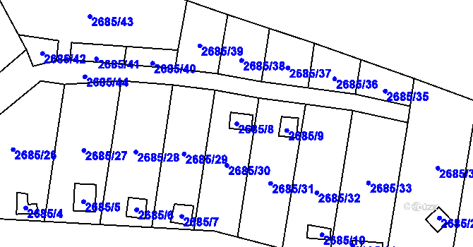 Parcela st. 2685/8 v KÚ Děčín, Katastrální mapa