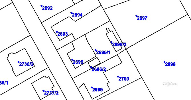 Parcela st. 2696/1 v KÚ Děčín, Katastrální mapa