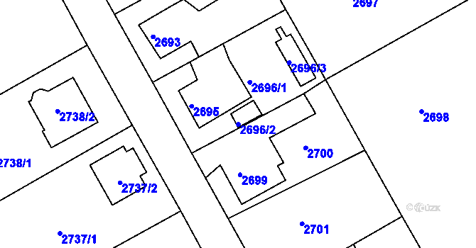 Parcela st. 2696/2 v KÚ Děčín, Katastrální mapa