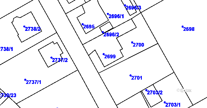 Parcela st. 2699 v KÚ Děčín, Katastrální mapa