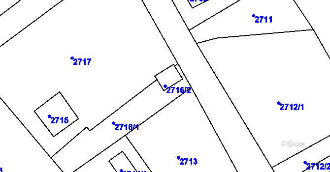 Parcela st. 2716/2 v KÚ Děčín, Katastrální mapa
