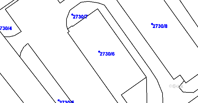 Parcela st. 2730/6 v KÚ Děčín, Katastrální mapa