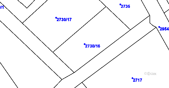 Parcela st. 2730/16 v KÚ Děčín, Katastrální mapa