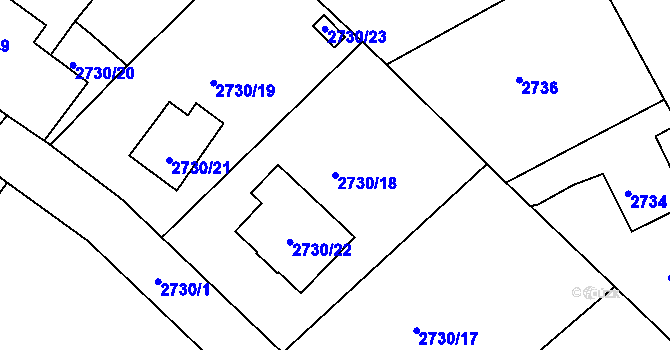 Parcela st. 2730/18 v KÚ Děčín, Katastrální mapa