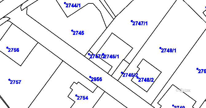 Parcela st. 2746/1 v KÚ Děčín, Katastrální mapa
