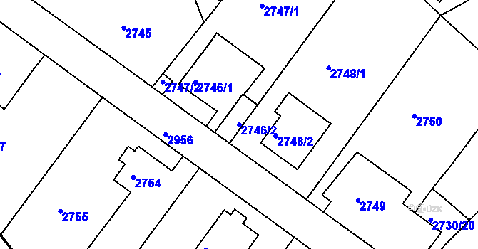 Parcela st. 2746/2 v KÚ Děčín, Katastrální mapa