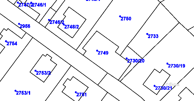 Parcela st. 2749 v KÚ Děčín, Katastrální mapa