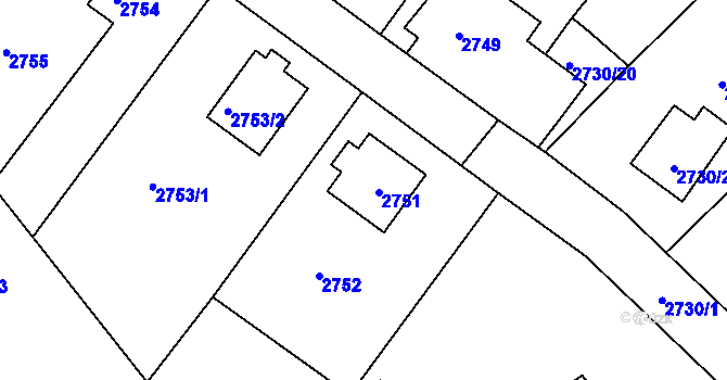 Parcela st. 2751 v KÚ Děčín, Katastrální mapa