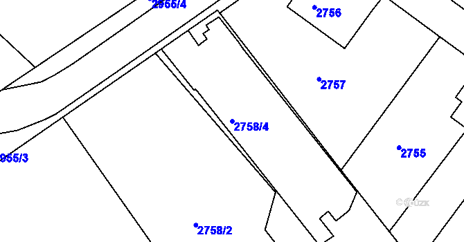 Parcela st. 2758/4 v KÚ Děčín, Katastrální mapa