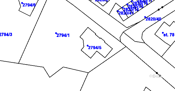 Parcela st. 2794/5 v KÚ Děčín, Katastrální mapa