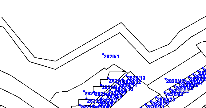 Parcela st. 2820/1 v KÚ Děčín, Katastrální mapa