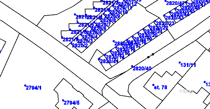 Parcela st. 2820/14 v KÚ Děčín, Katastrální mapa