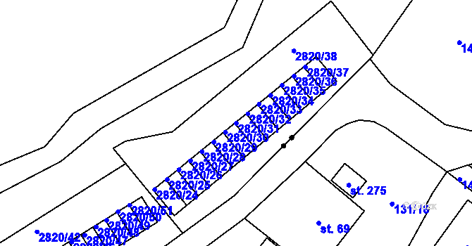 Parcela st. 2820/31 v KÚ Děčín, Katastrální mapa