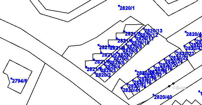 Parcela st. 2821/5 v KÚ Děčín, Katastrální mapa