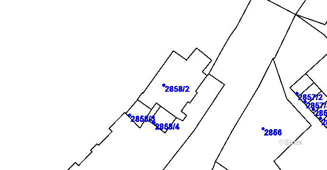 Parcela st. 2858/2 v KÚ Děčín, Katastrální mapa