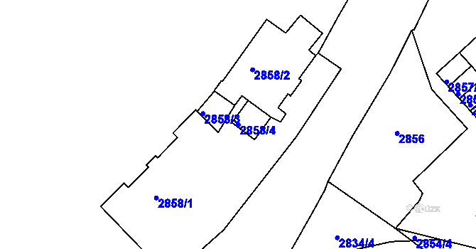 Parcela st. 2858/4 v KÚ Děčín, Katastrální mapa